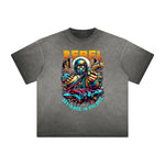 Vintage Frayed Graffiti Style Pattern Tee