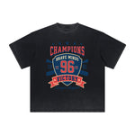 Retro Sporty Style Vintage Frayed Pattern Tee