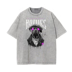 Stone Wash Graffiti Style Graphic Tee