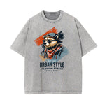 Stone Wash Graffiti Style Graphic Tee