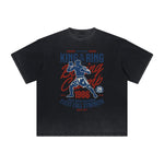 Retro Sporty Style Vintage Frayed Pattern Tee