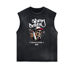 Frayed Edge Graffiti Style Graphic Tank