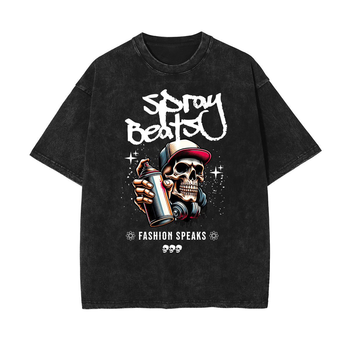 Washed Graffiti Style Graphic Cotton Tee