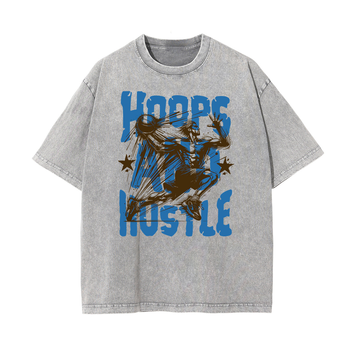 Stone Wash Graffiti Style Graphic Tee
