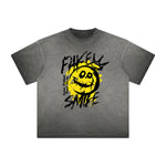 Vintage Frayed Graffiti Style Pattern Tee