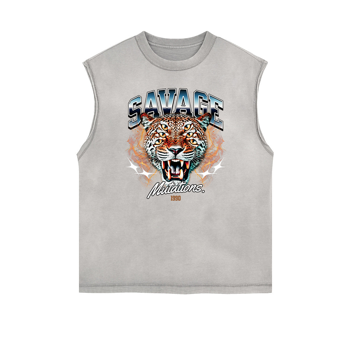 Frayed Edge Asian Style Graphic Tank Top