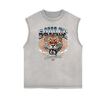 Frayed Edge Asian Style Graphic Tank Top