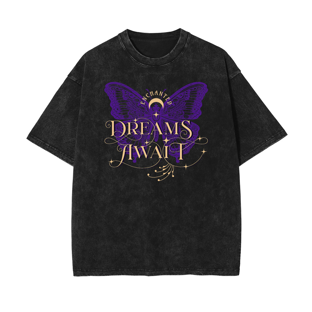 Washed Asian Style Graphic Cotton Tee