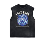 Distressed Sleeveless Asian Style Pattern Tee