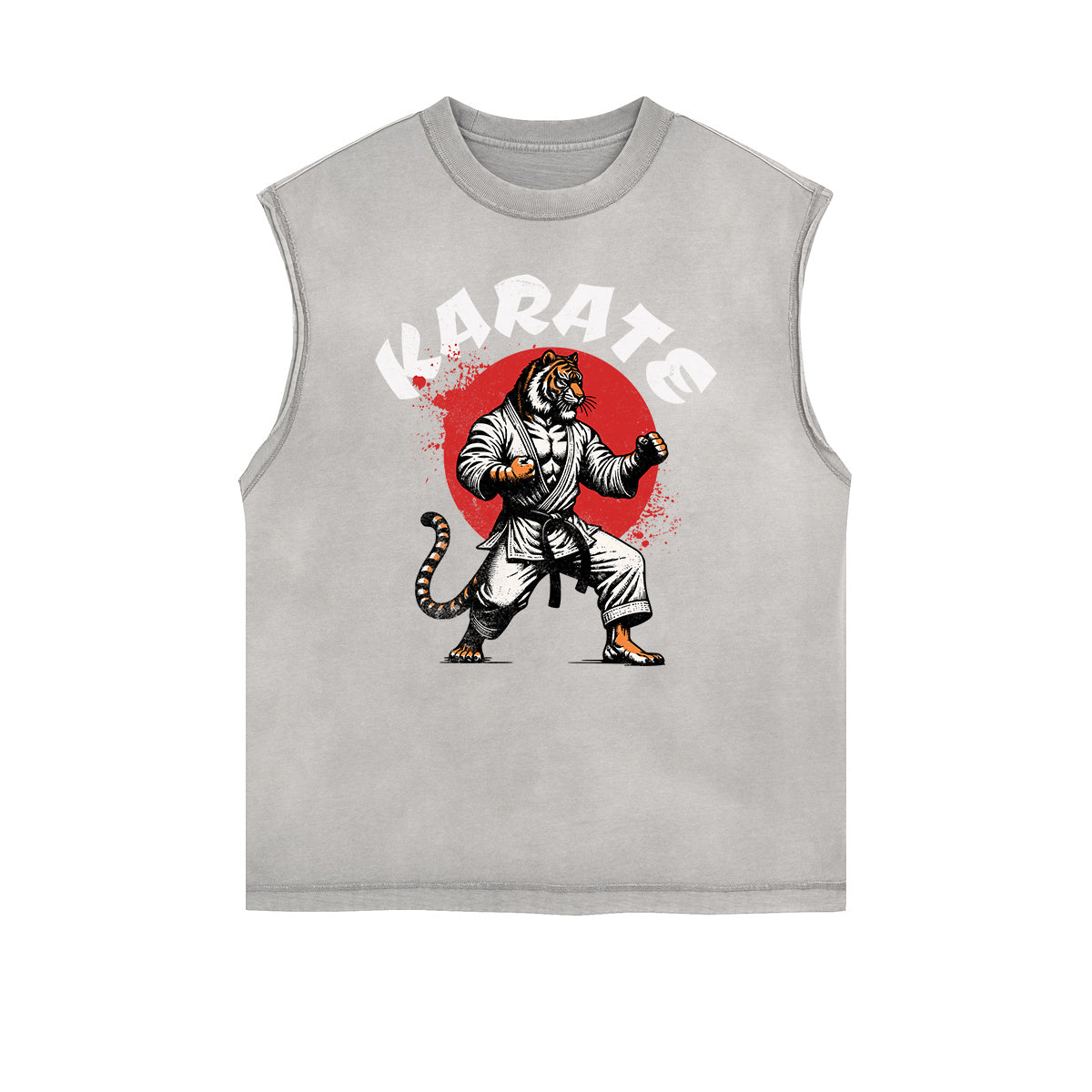 Frayed Edge Asian Style Graphic Tank Top