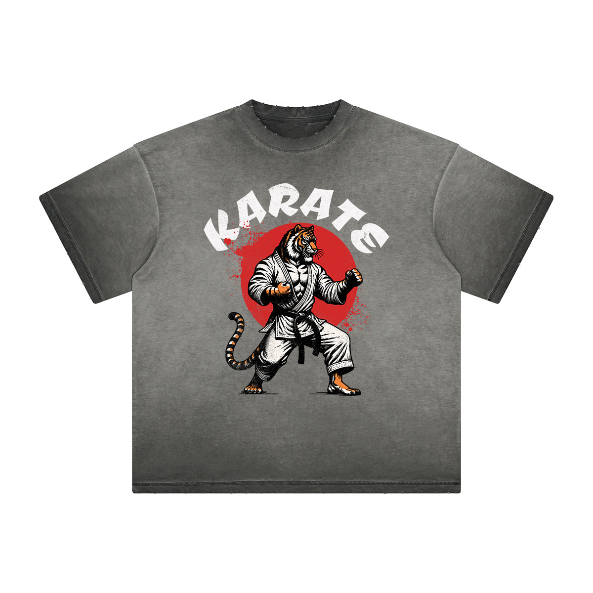 Thick Faded Asian Style Graphic T Shirt