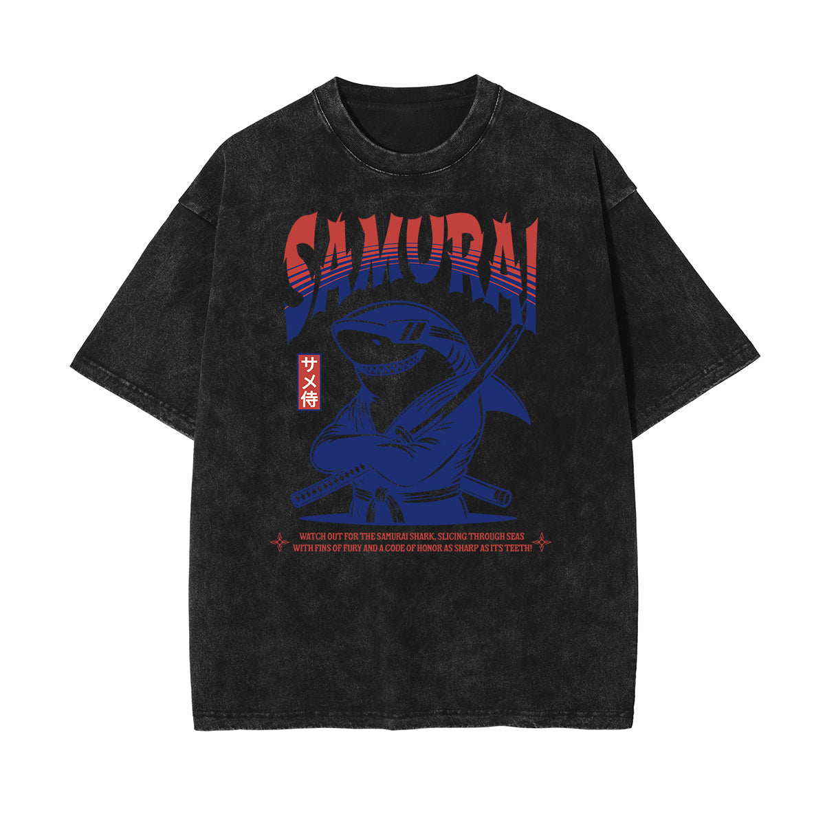 Washed Asian Style Graphic Cotton Tee