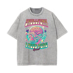 Stone Wash Skull Pattern T Shirt