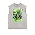 Distressed Sleeveless Skull Pattern Tee