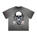 Vintage Frayed Skull Pattern Tee