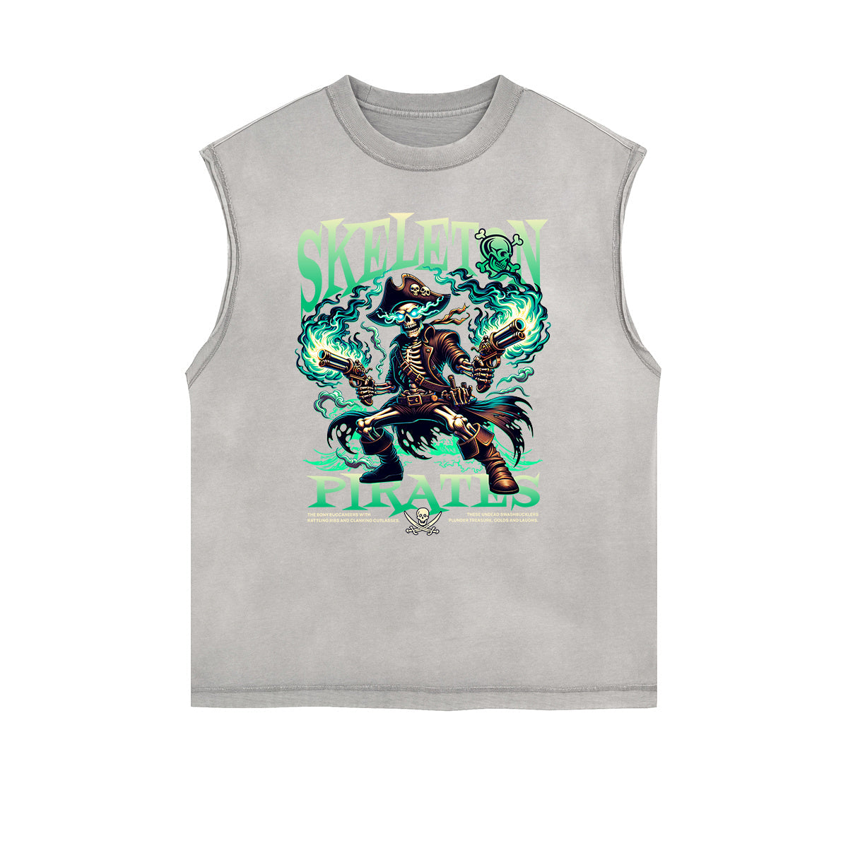 Distressed Sleeveless Skull Pattern Tee