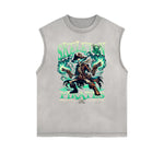 Distressed Sleeveless Skull Pattern Tee