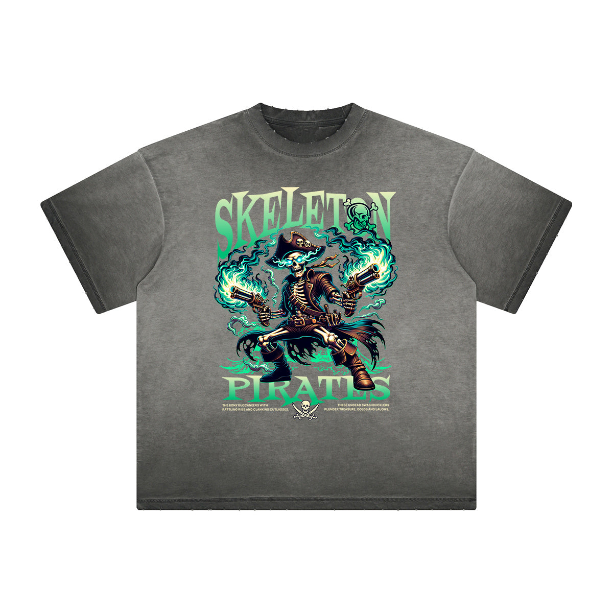 Vintage Frayed Skull Pattern Tee