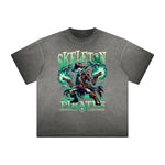 Vintage Frayed Skull Pattern Tee