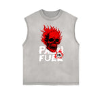 Distressed Sleeveless Skull Pattern Tee