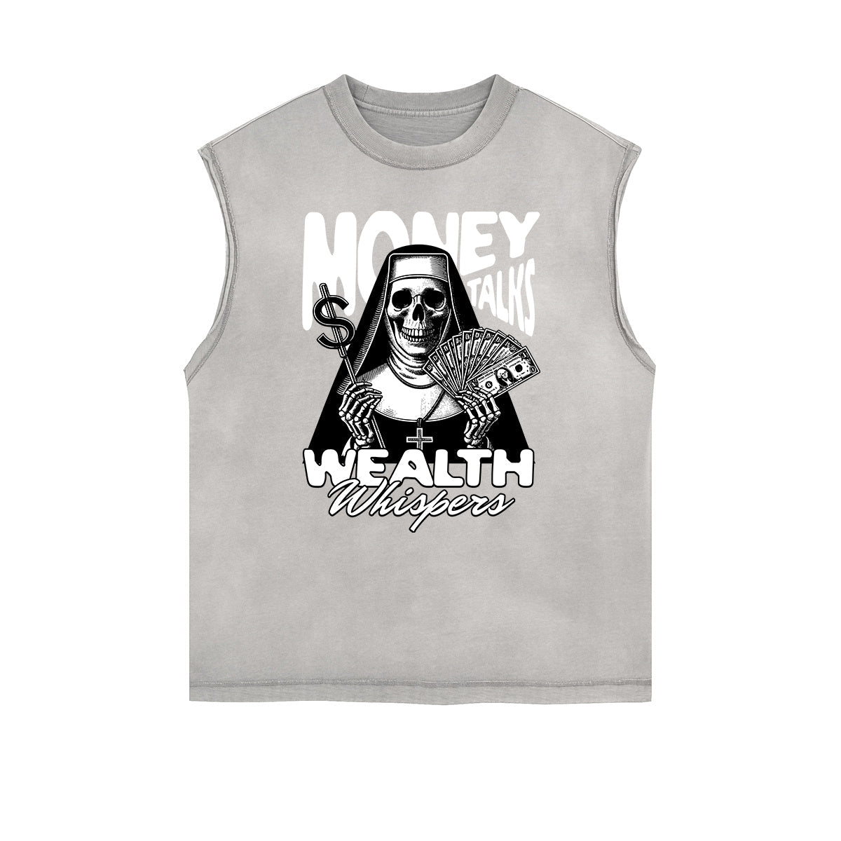 Distressed Sleeveless Skull Pattern Tee