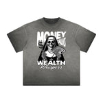 Vintage Frayed Skull Pattern Tee