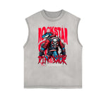 Distressed Sleeveless Skull Pattern Tee