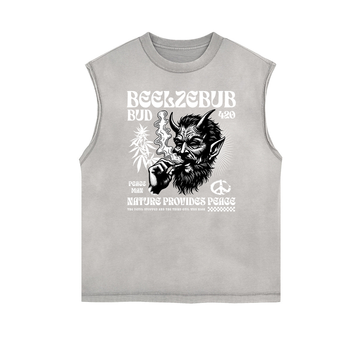 Distressed Sleeveless Skull Pattern Tee