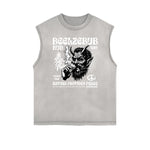 Distressed Sleeveless Skull Pattern Tee