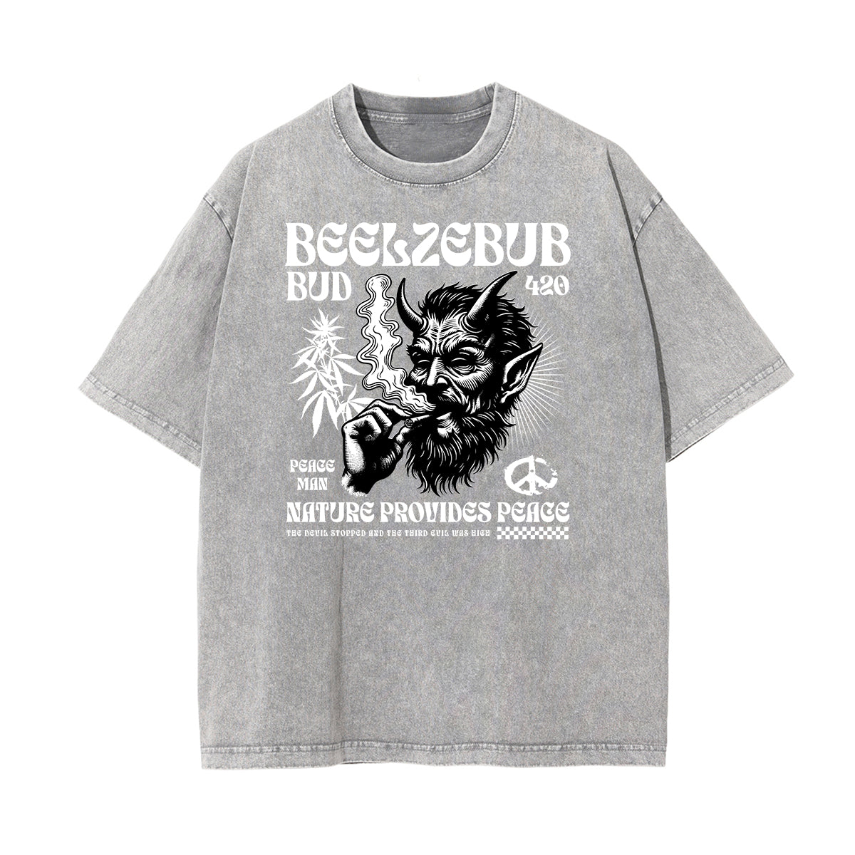 Stone Wash Skull Pattern T Shirt