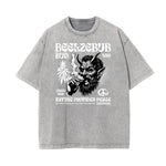 Stone Wash Skull Pattern T Shirt