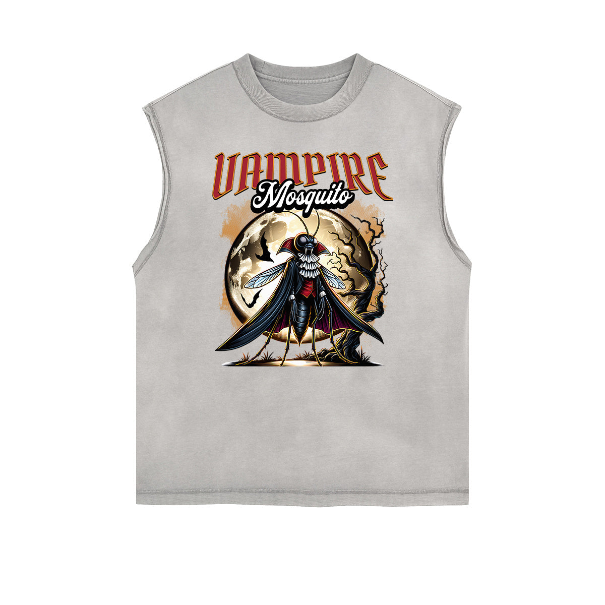 Distressed Sleeveless Skull Pattern Tee