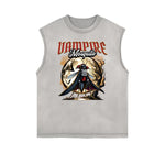 Distressed Sleeveless Skull Pattern Tee