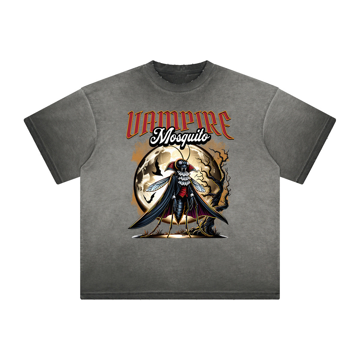 Vintage Frayed Skull Pattern Tee