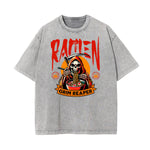 Stone Wash Skull Pattern T Shirt