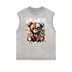 Distressed Sleeveless Skull Pattern Tee