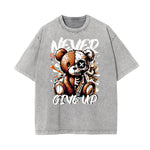 Stone Wash Skull Pattern T Shirt