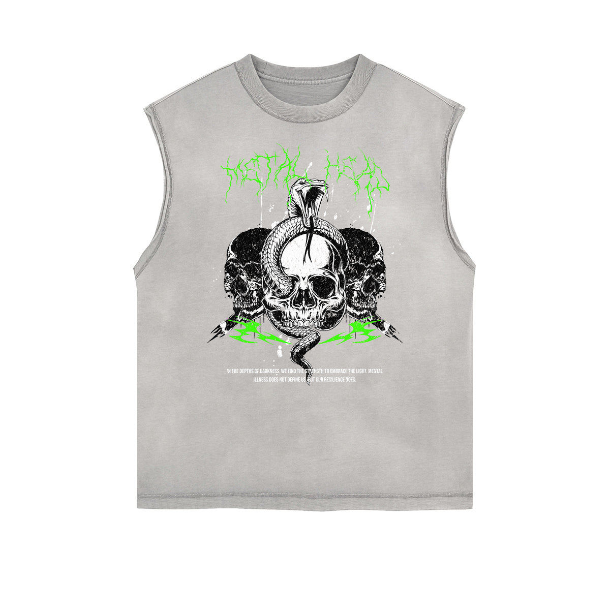 Distressed Sleeveless Skull Pattern Tee