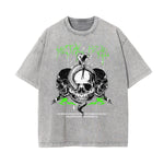 Stone Wash Skull Pattern T Shirt