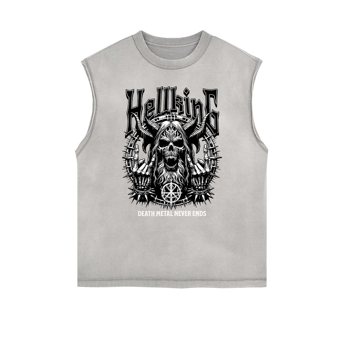 Distressed Sleeveless Skull Pattern Tee