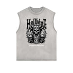 Distressed Sleeveless Skull Pattern Tee