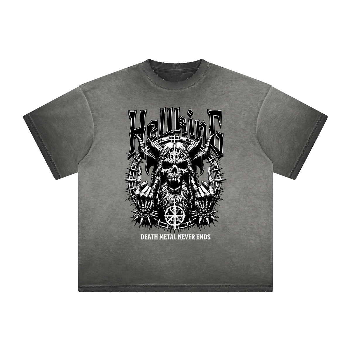 Vintage Frayed Skull Pattern Tee