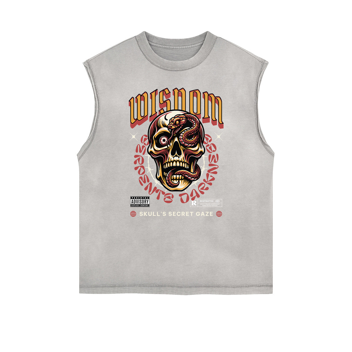 Distressed Sleeveless Skull Pattern Tee