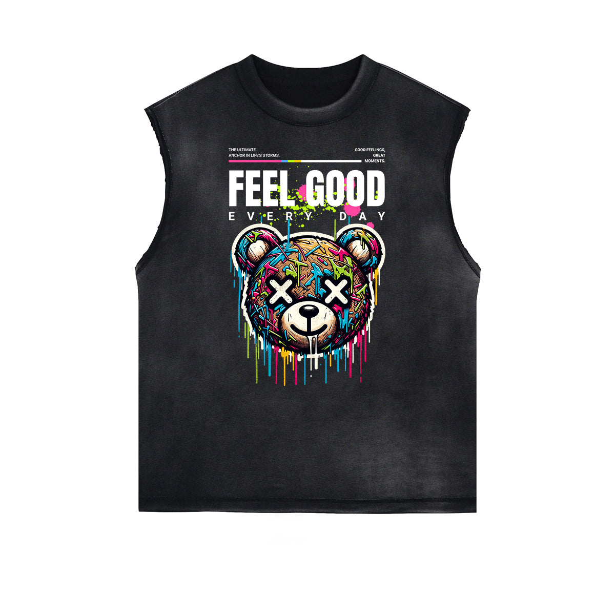 Distressed Sleeveless Splash Ink Graphic Tee