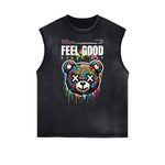 Distressed Sleeveless Splash Ink Graphic Tee