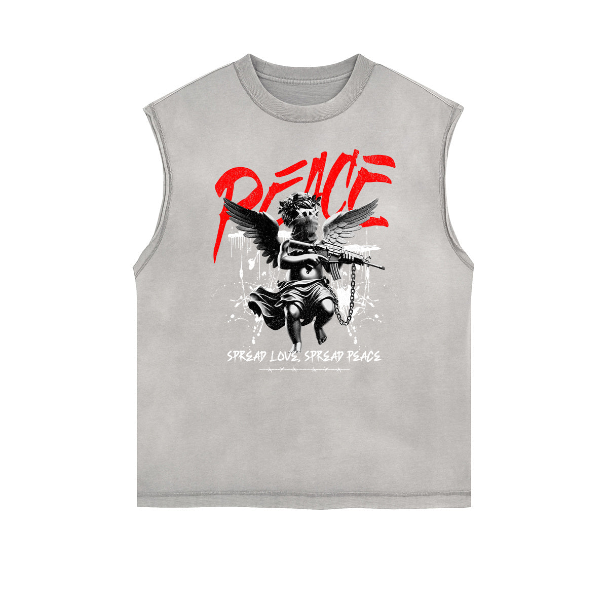 Frayed Edge Splash Ink Graphic Tank Top