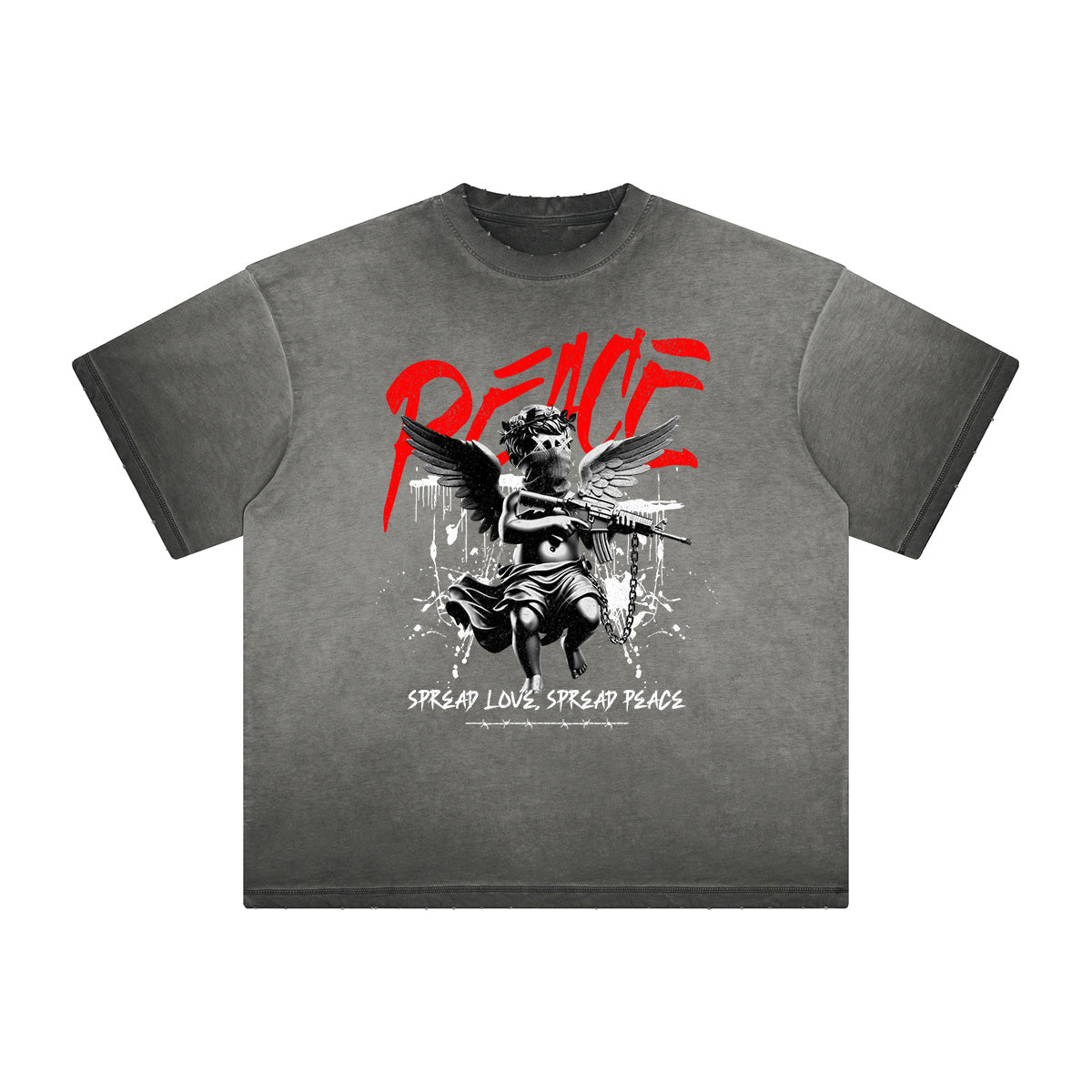 Thick Faded Splash Ink Graphic T Shirt