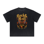 Thick Faded Rock Style Graphic T Shirt