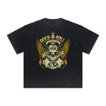 Thick Faded Rock Style Graphic T Shirt