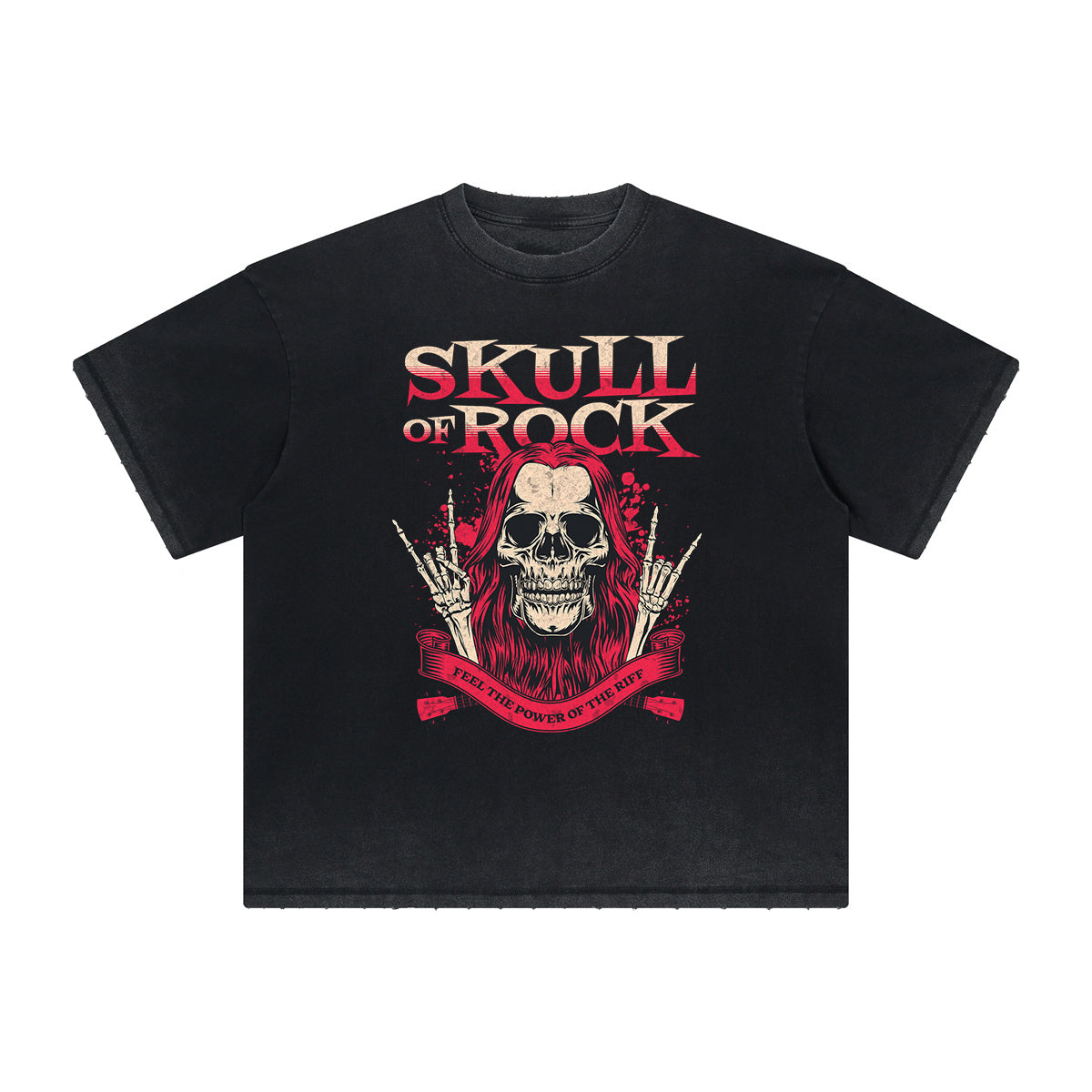 Thick Faded Rock Style Graphic T Shirt